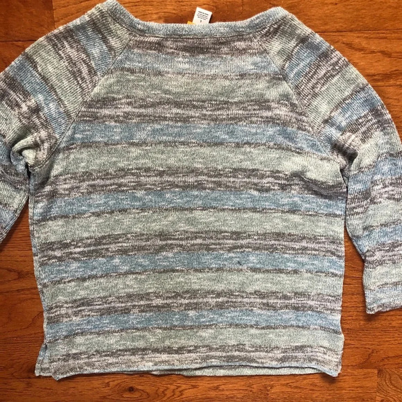 Ruby Rd Blue/Green/Gray Steiped Sweater - Picture 4 of 5